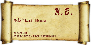Mátai Bese névjegykártya